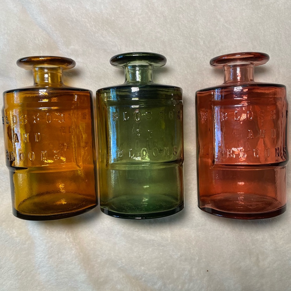 Blossom and Blooms Apothecary Jars Green & Pink NWT